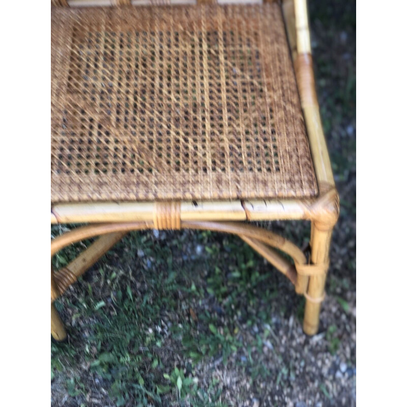 Vintage bamboo and woven wicker dining set by Dal Vera, 1970