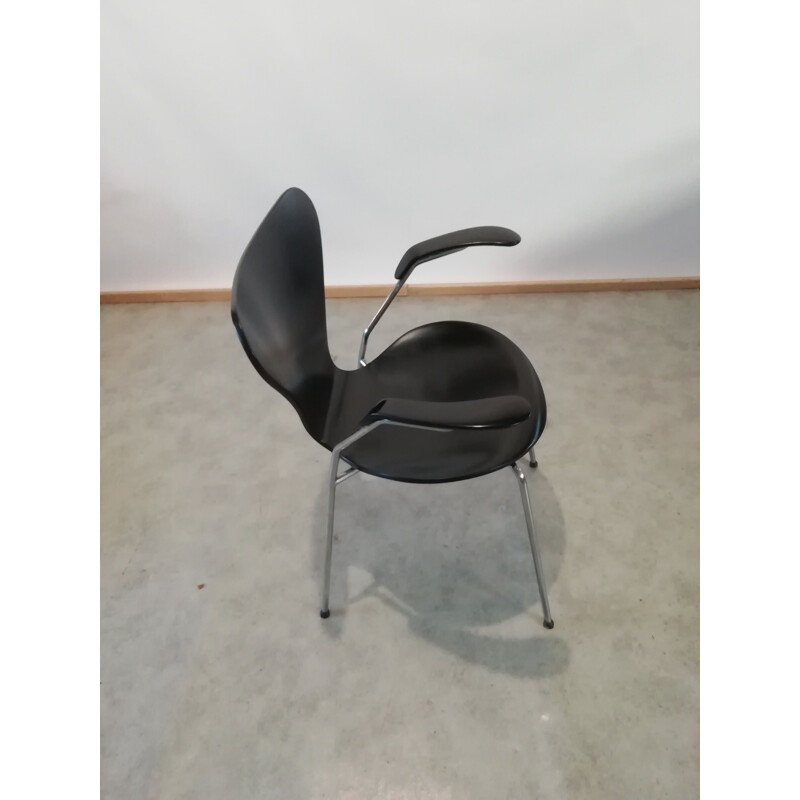 Vintage zwarte vlinderstoel serie 7 van Arne Jacobsen voor Fritz Hansen