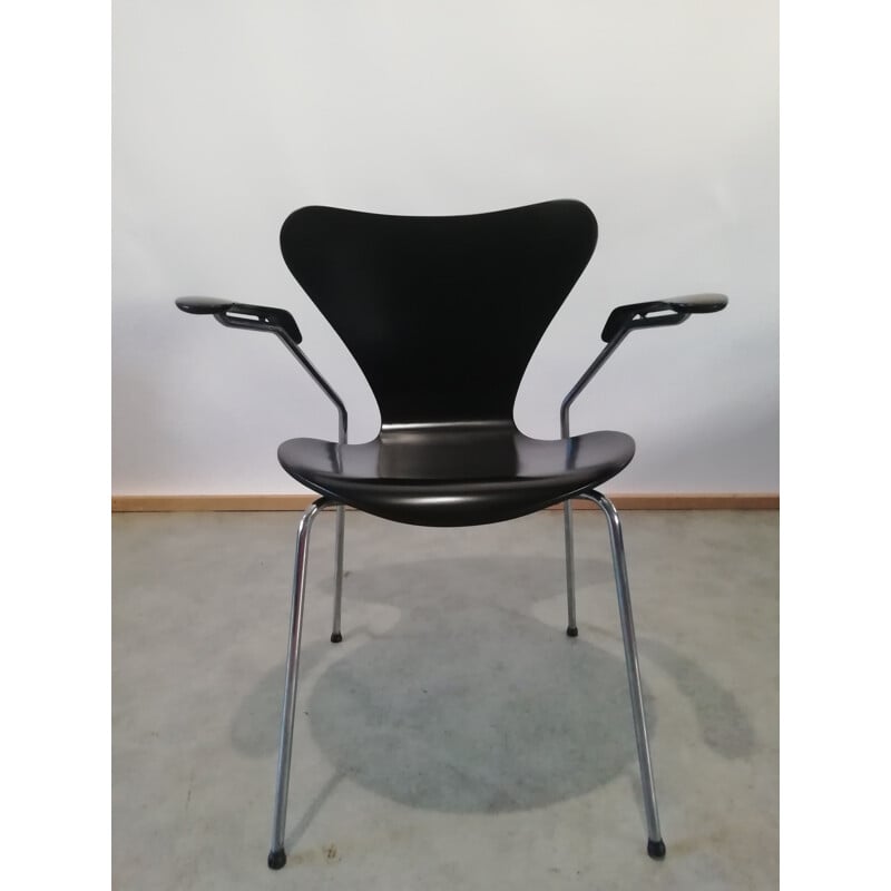 Schwarzer Vintage-Stuhl Schmetterling Serie 7 von Arne Jacobsen für Fritz Hansen