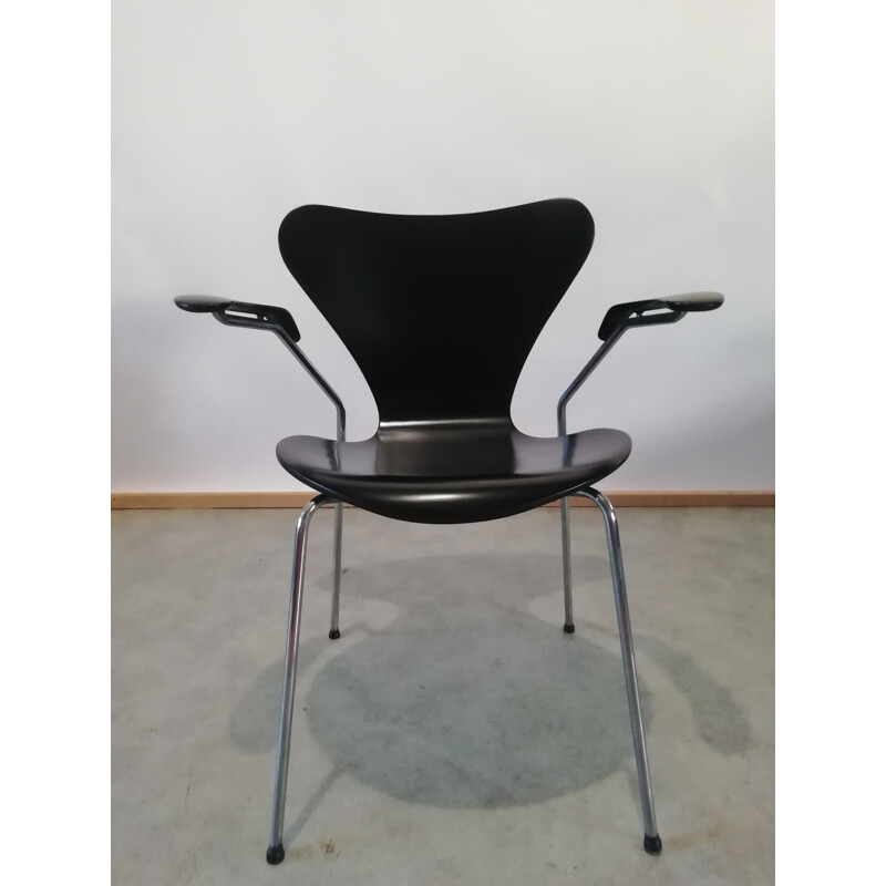 Cadeira de borboleta preta vintage série 7 por Arne Jacobsen para Fritz Hansen