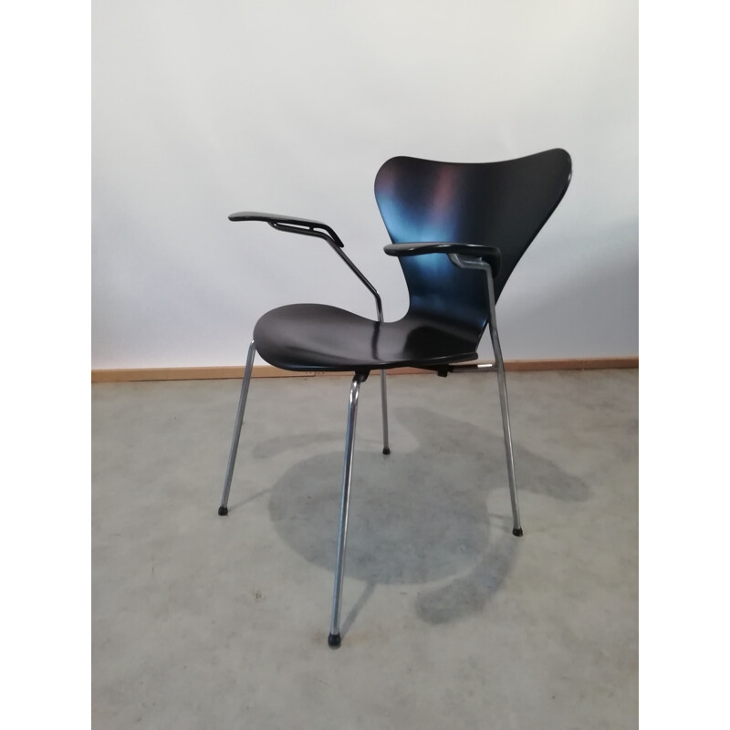 Vintage zwarte vlinderstoel serie 7 van Arne Jacobsen voor Fritz Hansen