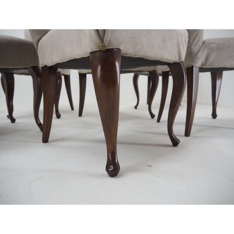 10 vintage dining chairs ,Czechoslovakia 1920s