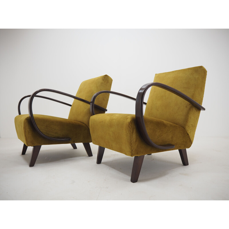 Paire de fauteuils vintage par Jindrich Halabala, Tchécoslovaquie 1950