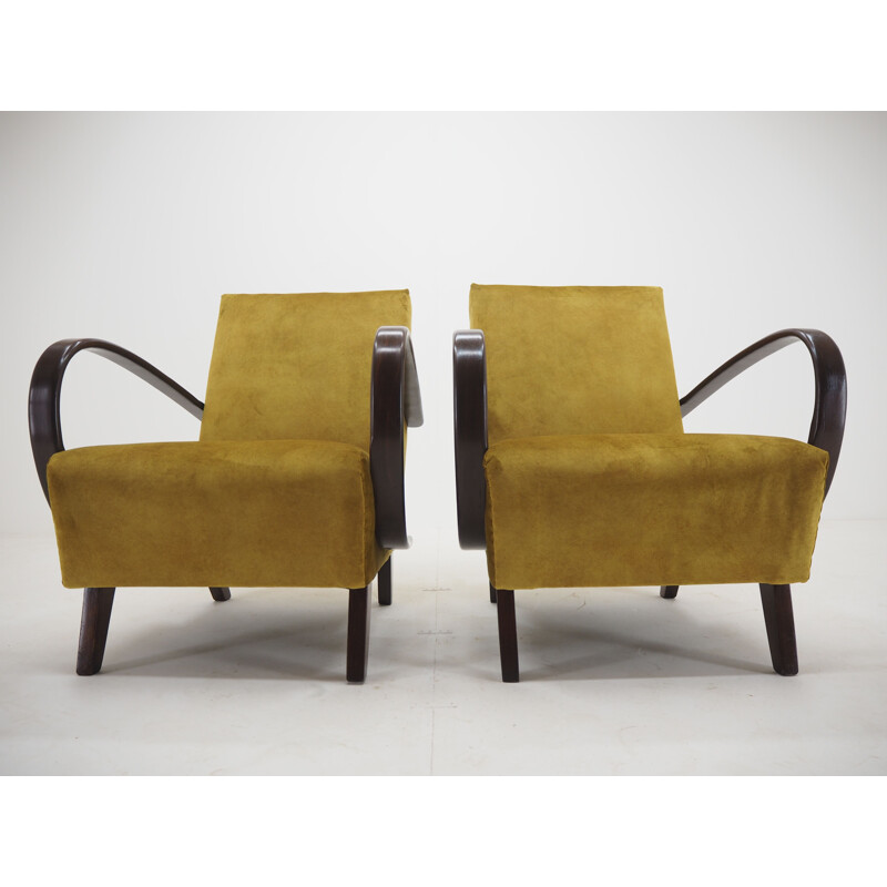 Paire de fauteuils vintage par Jindrich Halabala, Tchécoslovaquie 1950