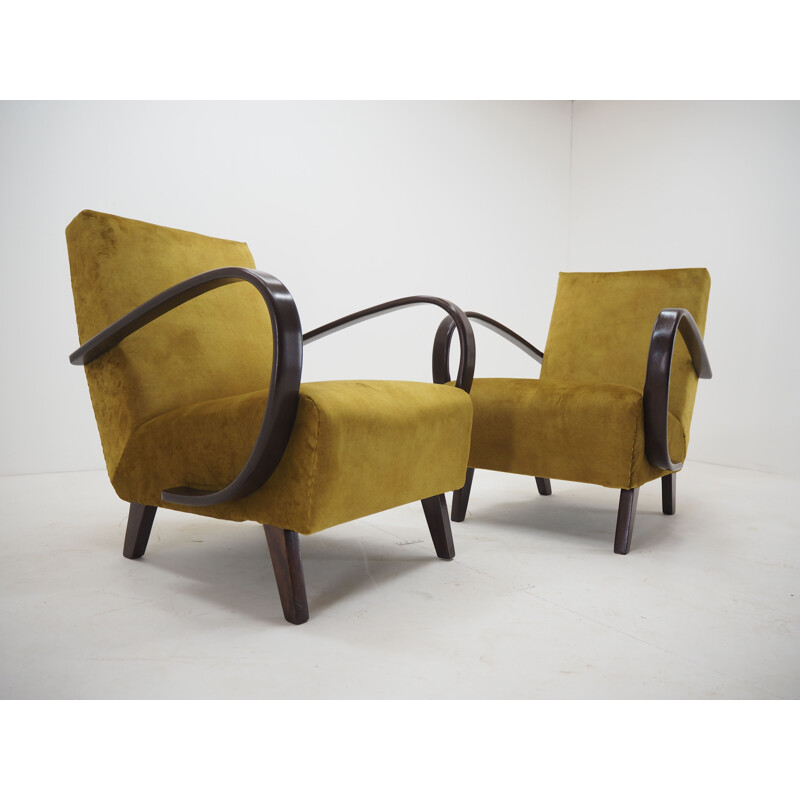 Paire de fauteuils vintage par Jindrich Halabala, Tchécoslovaquie 1950
