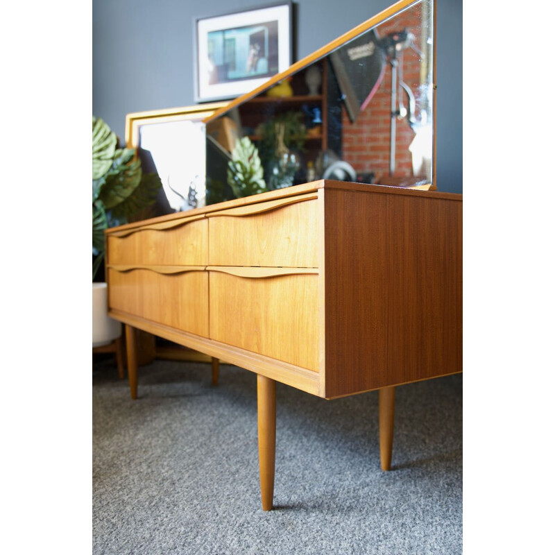 Mid century Austinsuite teak dressing table or sideboard drawers with mirror, London 1960s