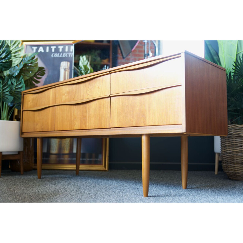 Mid century Austinsuite teak dressing table or sideboard drawers with mirror, London 1960s