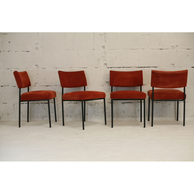 4 chaises vintage de Joseph André Motte pour Steiner, France circa 1960
