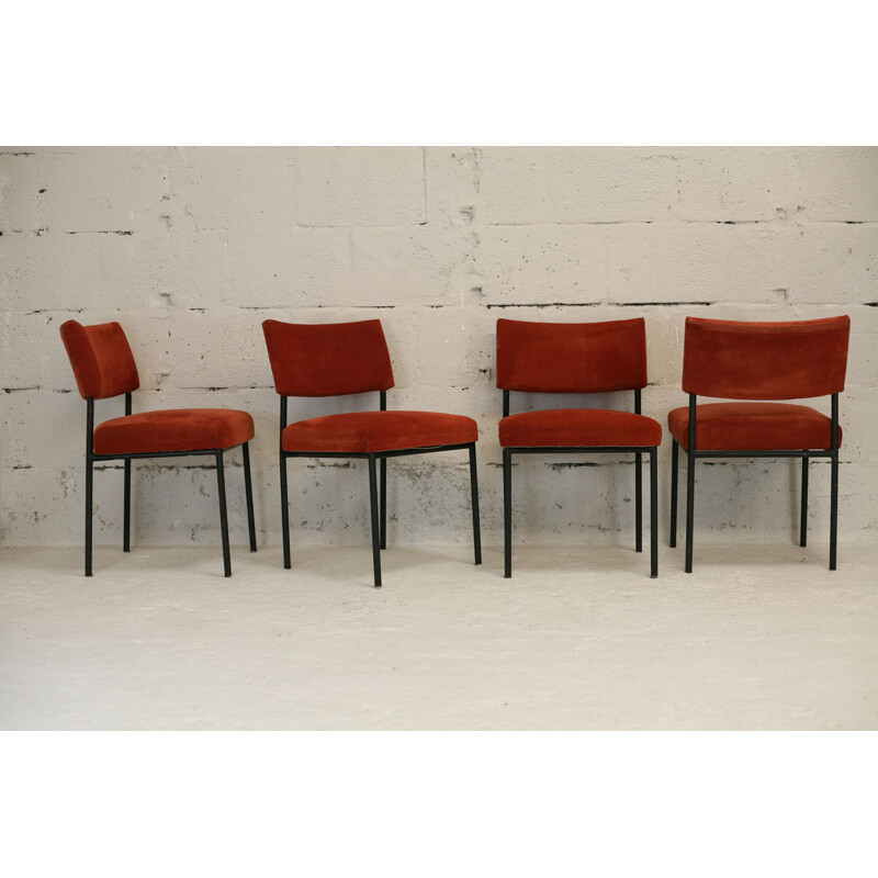 4 mid century chairs by Joseph André Motte for Steiner, France circa 1960s