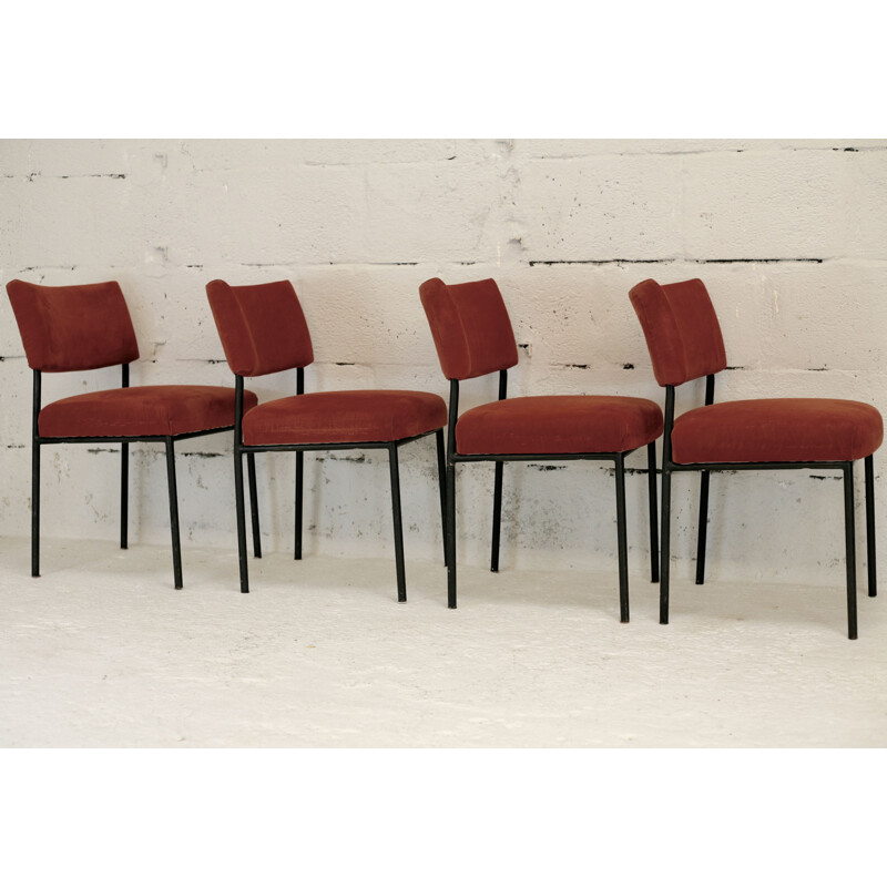 4 chaises vintage de Joseph André Motte pour Steiner, France circa 1960