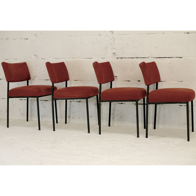 4 mid century chairs by Joseph André Motte for Steiner, France circa 1960s