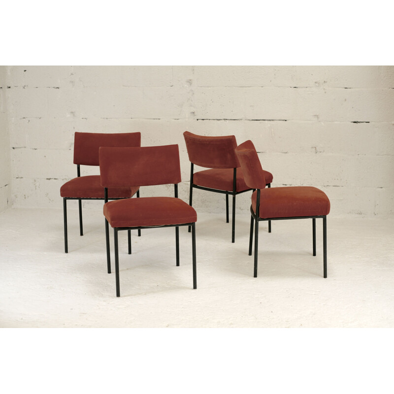 4 mid century chairs by Joseph André Motte for Steiner, France circa 1960s