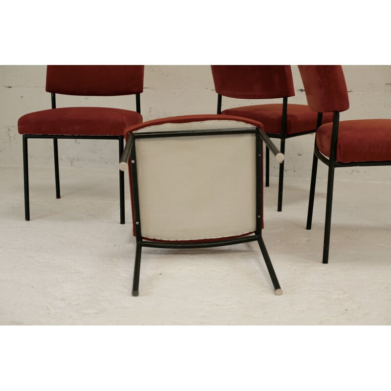4 mid century chairs by Joseph André Motte for Steiner, France circa 1960s