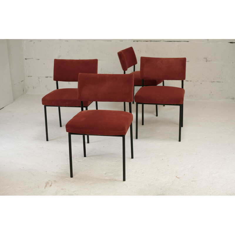 4 mid century chairs by Joseph André Motte for Steiner, France circa 1960s