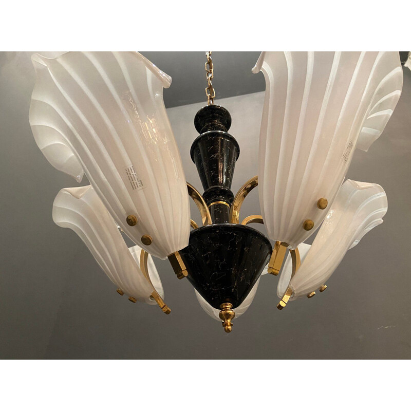 Vintage murano glass leaf chandelier, 1970