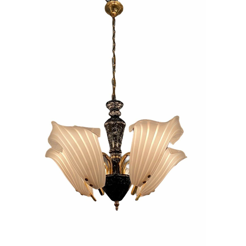 Vintage murano glass leaf chandelier, 1970