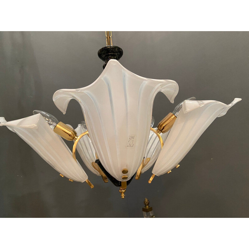 Vintage murano glass leaf chandelier, 1970