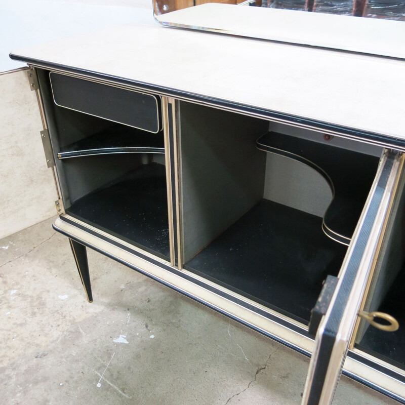 Vintage sideboard with 3 glass doors and 2 drawers by Umberto Mascagni, Italy 1950