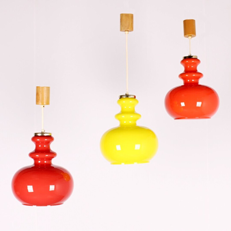 3 mid century pendant lamps, 1960s