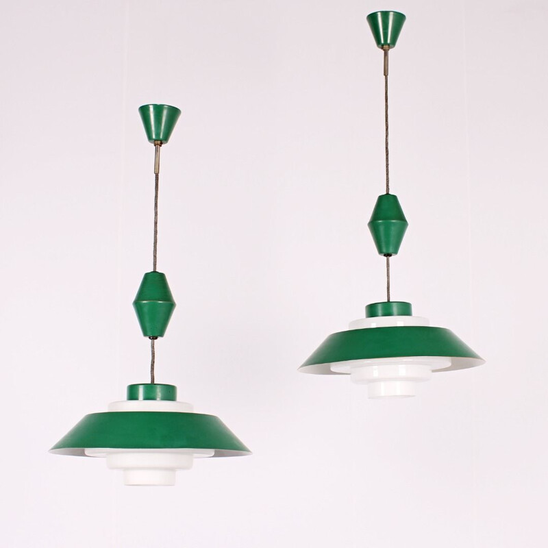 Paar vintage hanglampen van Kamenicky Senov