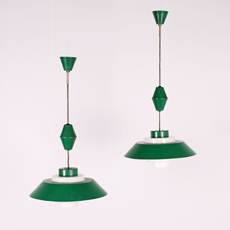 Paar vintage hanglampen van Kamenicky Senov