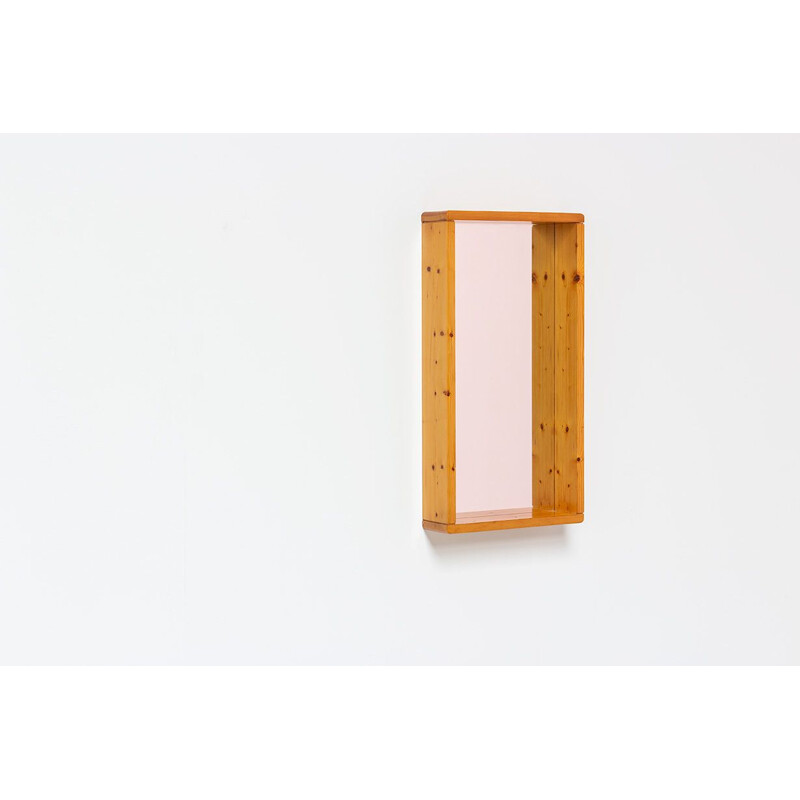 Espejo rectangular vintage con marco de madera de Maison Regain, Francia 1970