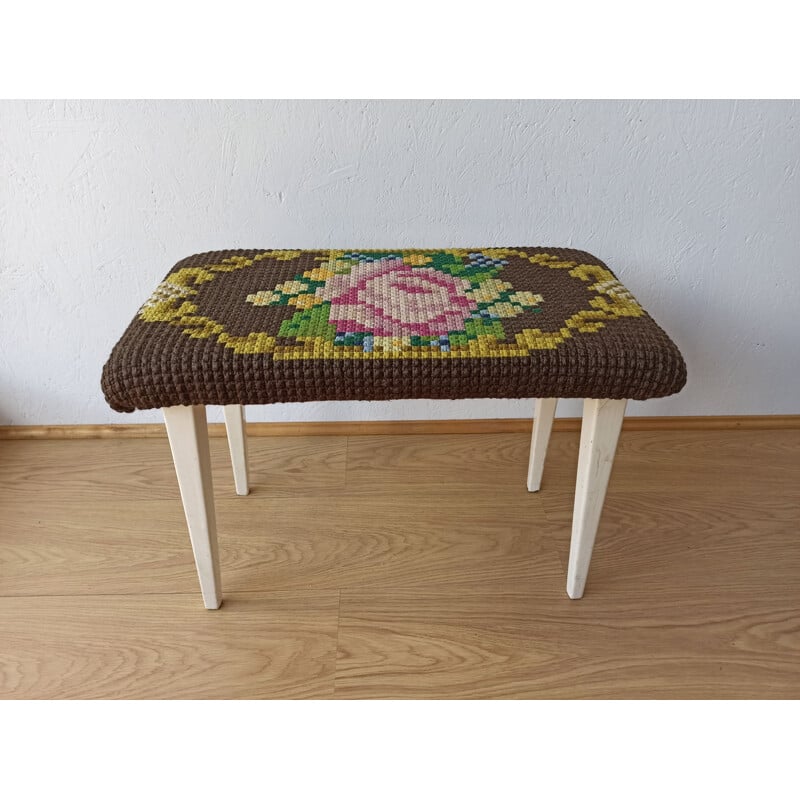 Mid century design stool tapestry fabric, 1950-1960s