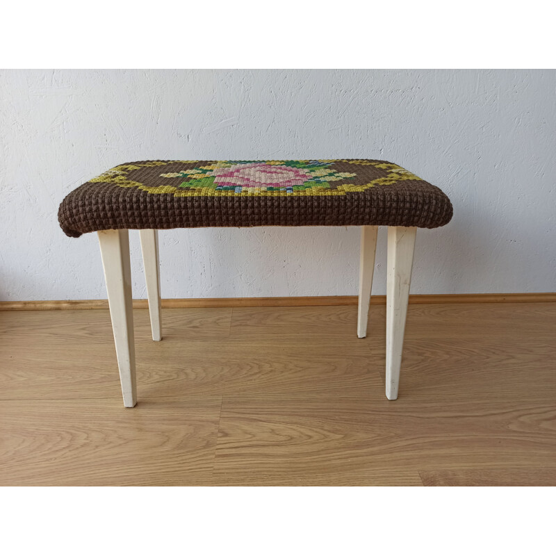 Mid century design stool tapestry fabric, 1950-1960s