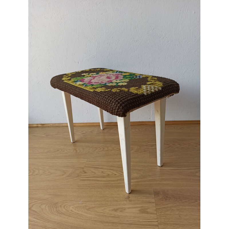 Mid century design stool tapestry fabric, 1950-1960s