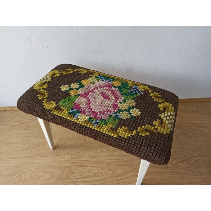 Mid century design stool tapestry fabric, 1950-1960s