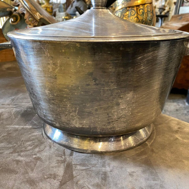 Vintage art deco silver plated soup tureen by Gio Ponti for Broggi Milano, 1950s