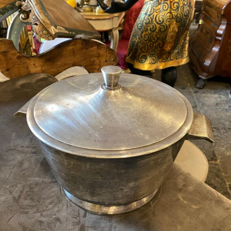 Vintage art deco silver plated soup tureen by Gio Ponti for Broggi Milano, 1950s