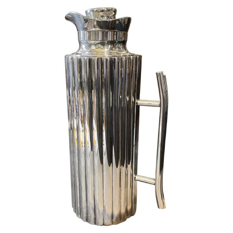 Vintage modernist silver plated thermos carafe by Cassetti Firenze, Italy 1970s
