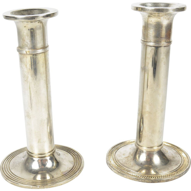 Pair of vintage classicist candle holders, France 1970