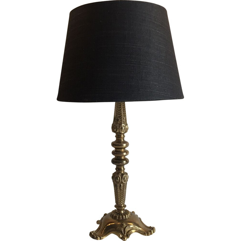 Vintage lamp in solid brass and fabric 