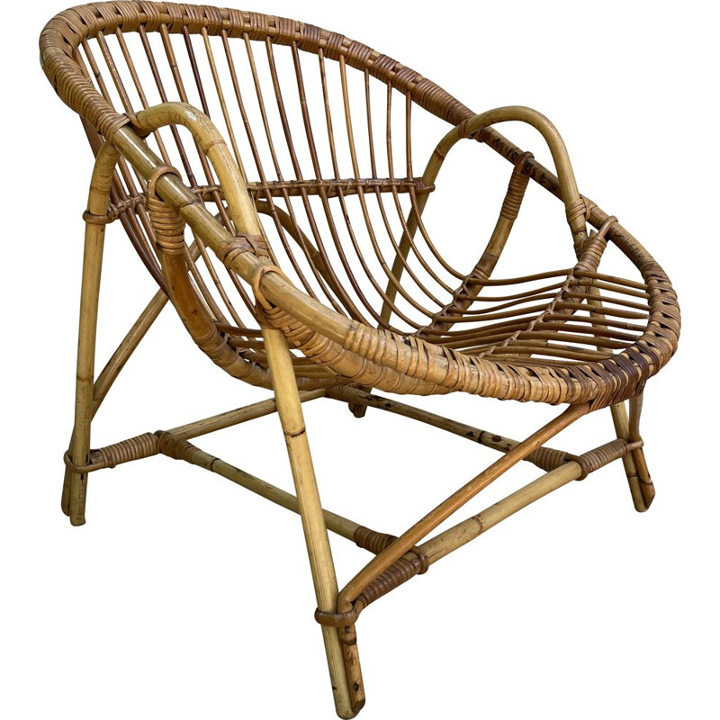 Vintage Rattan shell armchair 