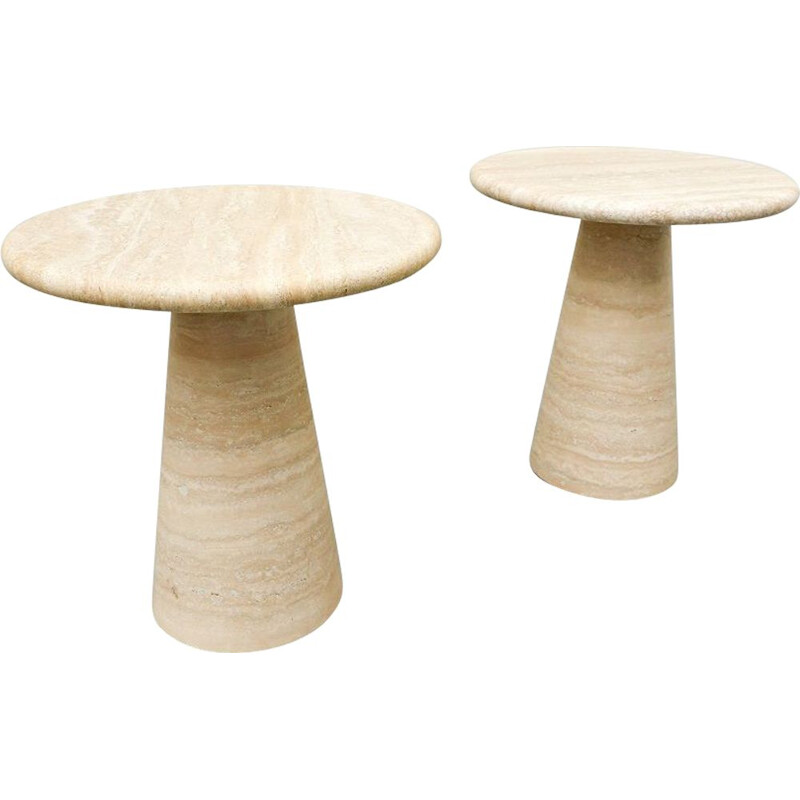 Pair of mid-century travertine side tables, Italy 1970s