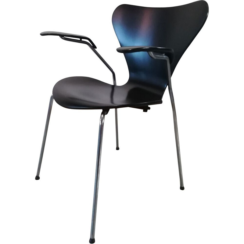 Silla mariposa negra vintage serie 7 de Arne Jacobsen para Fritz Hansen