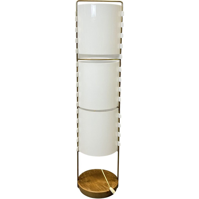 Vintage M1 floor lamp in wood and brass by Joseph-André Motte, 1958s