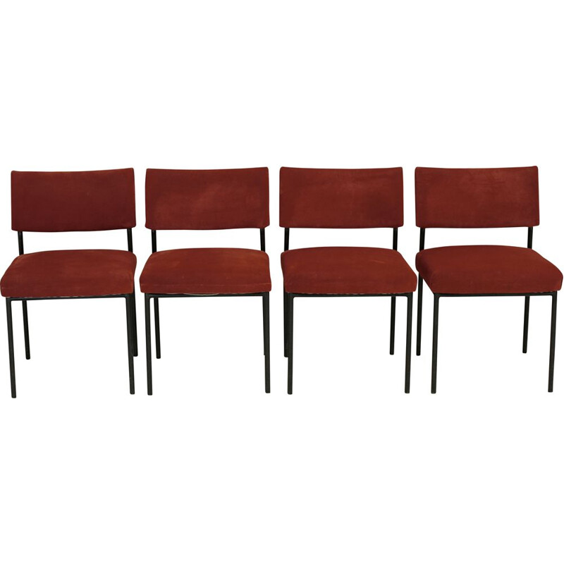 4 mid century chairs by Joseph André Motte for Steiner, France circa 1960s