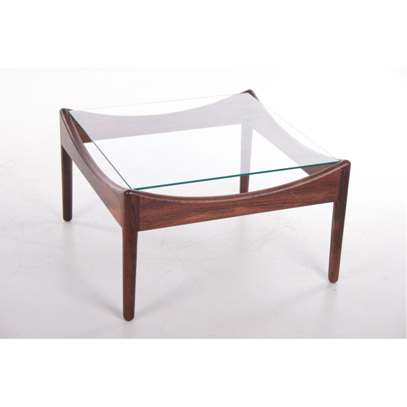Vintage rosewood coffee table with glass top by Kristian Vedel for Søren Willadsen, 1960s