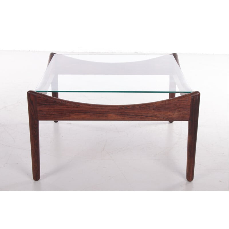 Vintage rosewood coffee table with glass top by Kristian Vedel for Søren Willadsen, 1960s