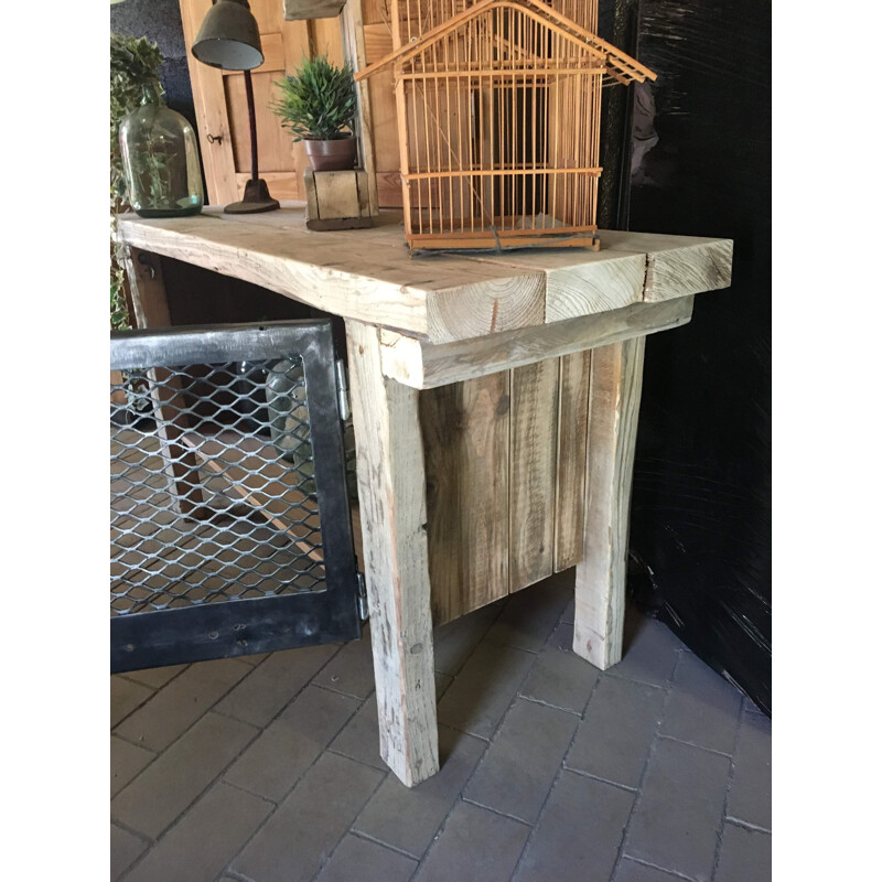 Vintage wood and metal partitioned workbench