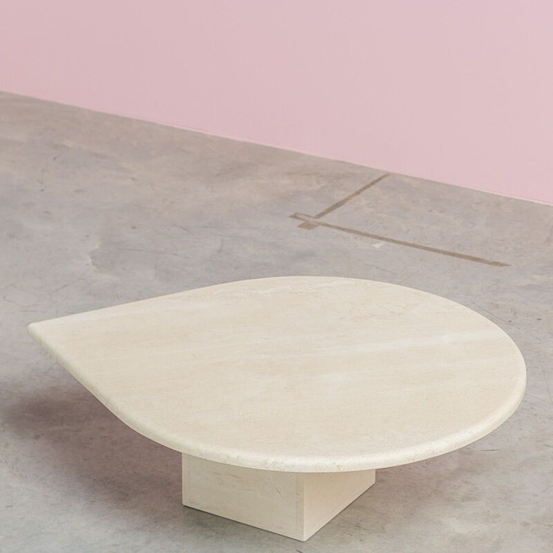 Vintage postmodern travertine coffee table design, 1970s