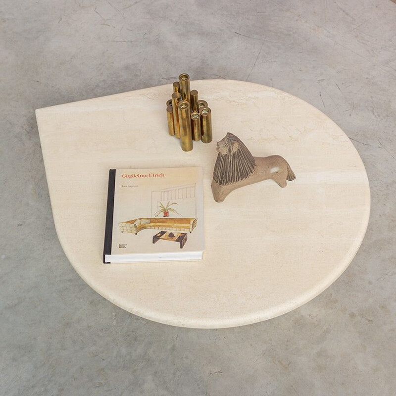 Vintage postmodern travertine coffee table design, 1970s