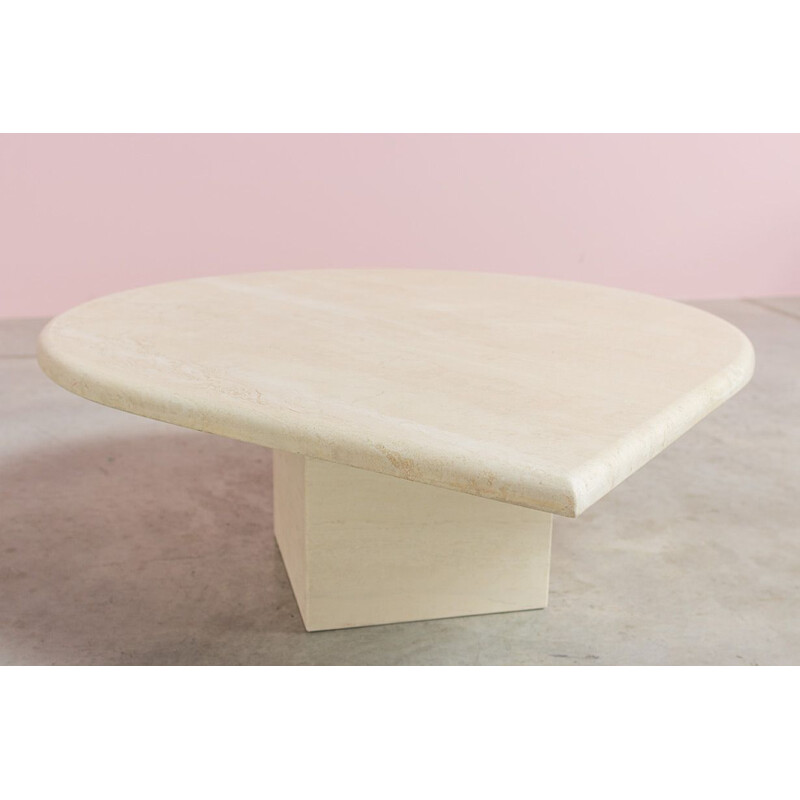 Vintage postmodern travertine coffee table design, 1970s