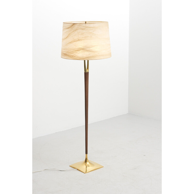 Mid century wall lamp in teak and brass by Gerald Thurston for Laurel Lamp Co, USA 1960s