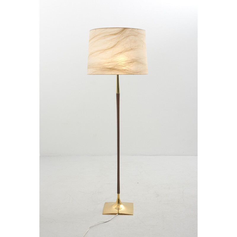 Mid century wall lamp in teak and brass by Gerald Thurston for Laurel Lamp Co, USA 1960s