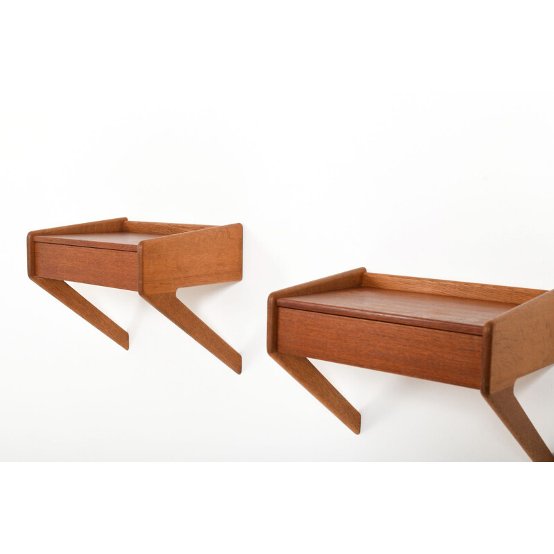 Pair of wall mounted nightstands vintage by Øholm Møbelfarik, 1950s