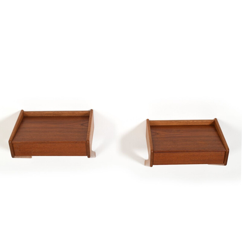 Pair of wall mounted nightstands vintage by Øholm Møbelfarik, 1950s